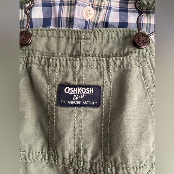 NWOT 2 piece set Oshkosh Overalls + Button Down bodysuit shirt, 18 mo, MSRP $70 - Picture 8 of 15